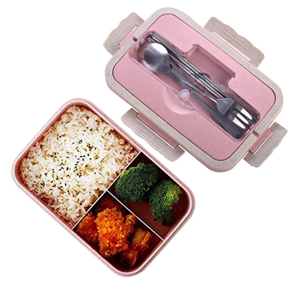 Bento Box para Niños Caja de Almuerzo con 4 Compartimentos Fiambrera Lunchbox Fiambrera Sostenible Fiambreras Bento Apta para Microondas y Lavavajillas 